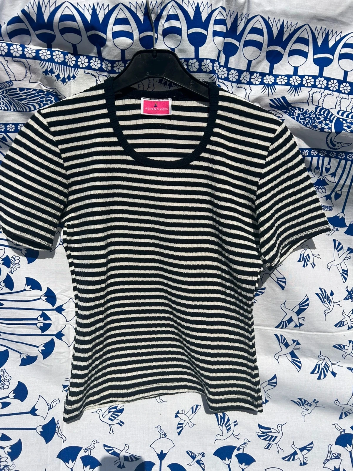 T shirt bleu et blanc S/36 Jennyfer bon état femme